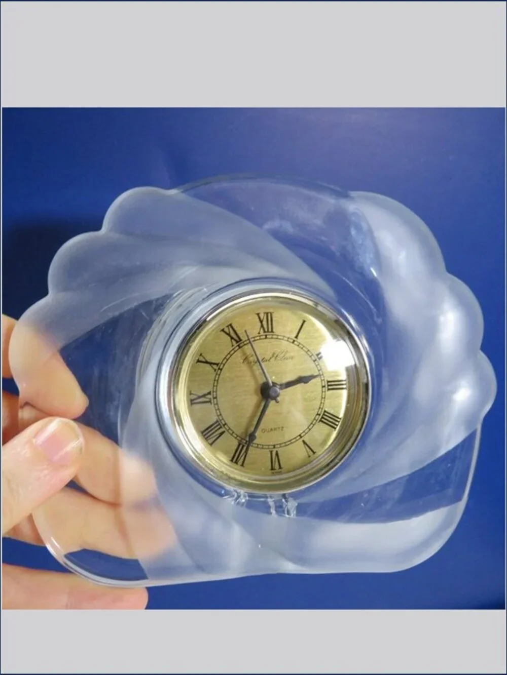 Crystal Glass Ltd. Clock (Clear & Frosted Swirl with Quartz clock)